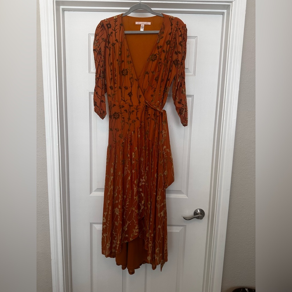 Hutch Asymmetrical Dress in Rust and Gold